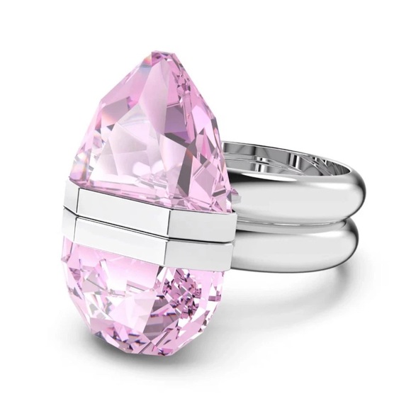 Swarovski Pink Crystal Silver Band Ring size 52 (5-3/4) - Picture 1 of 8